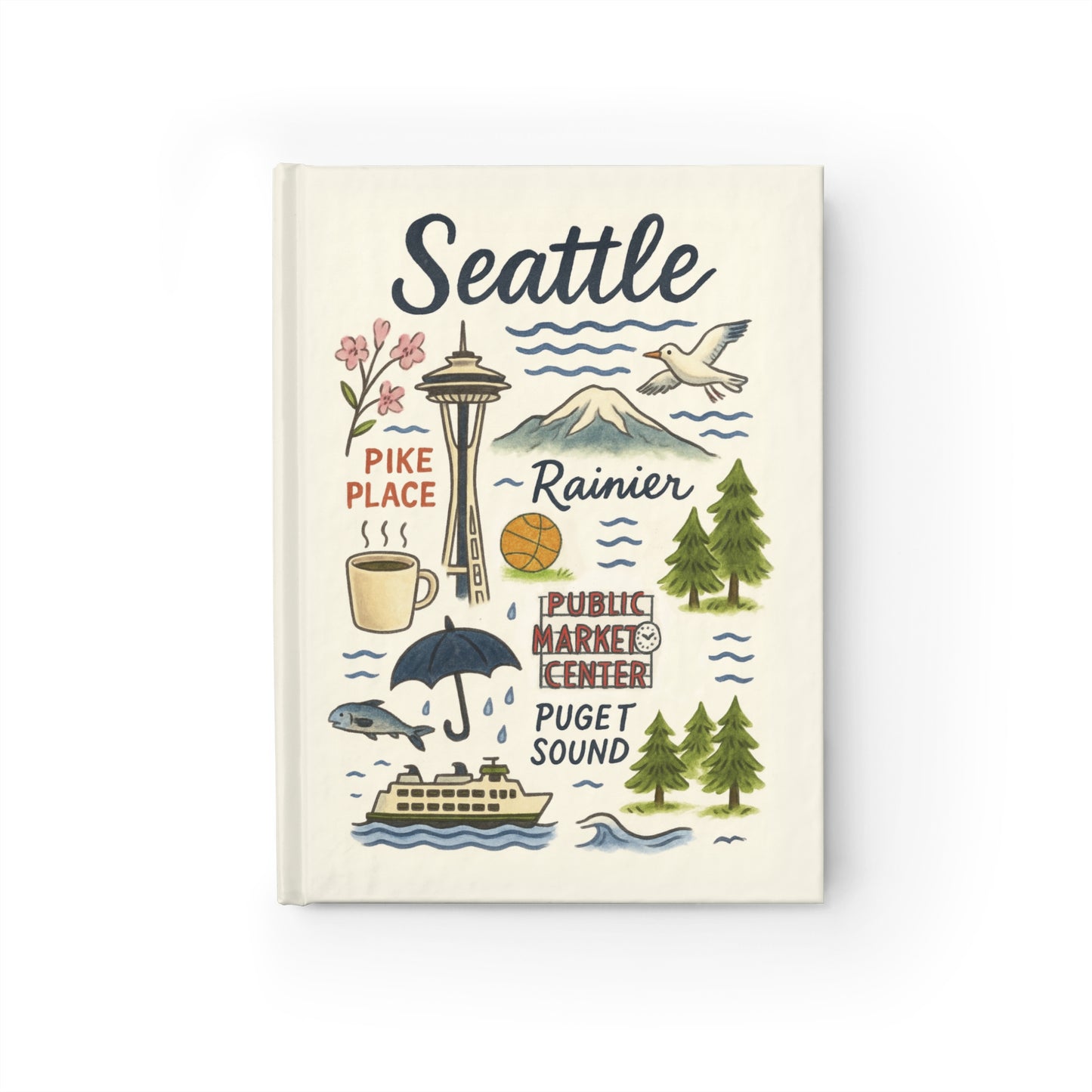 Seattle Art Journal - Fabled Veil City Edition, Travelers Notebook, Dreamers Diary, Iconic City Series, Creamy Textured Cover