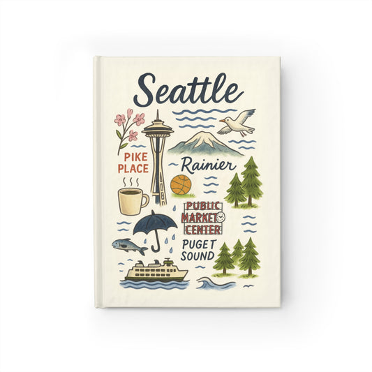 Seattle Art Journal - Fabled Veil City Edition, Travelers Notebook, Dreamers Diary, Iconic City Series, Creamy Textured Cover