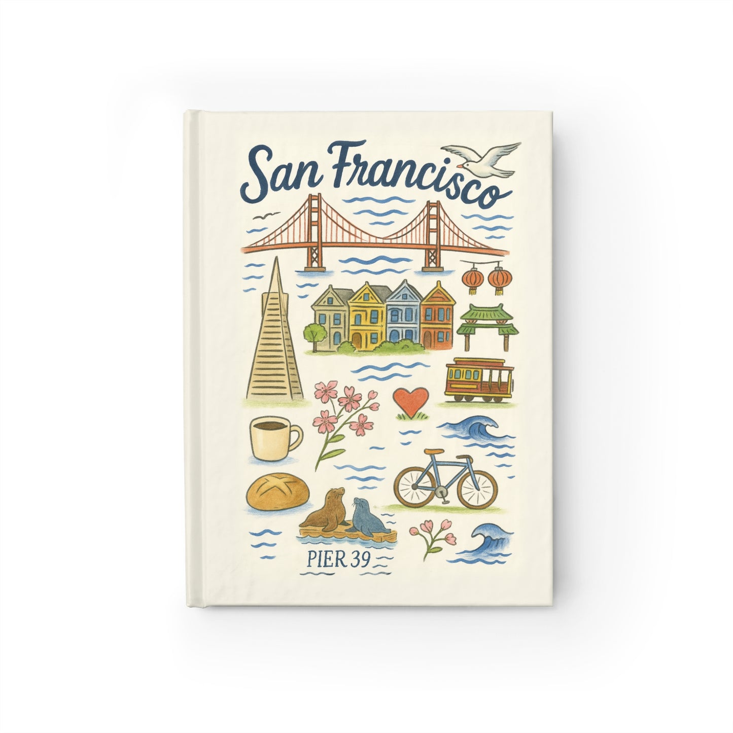San Francisco Art Journal - Fabled Veil City Edition, Travelers Notebook, Dreamers Diary, Iconic City Series, Creamy Textured Cover