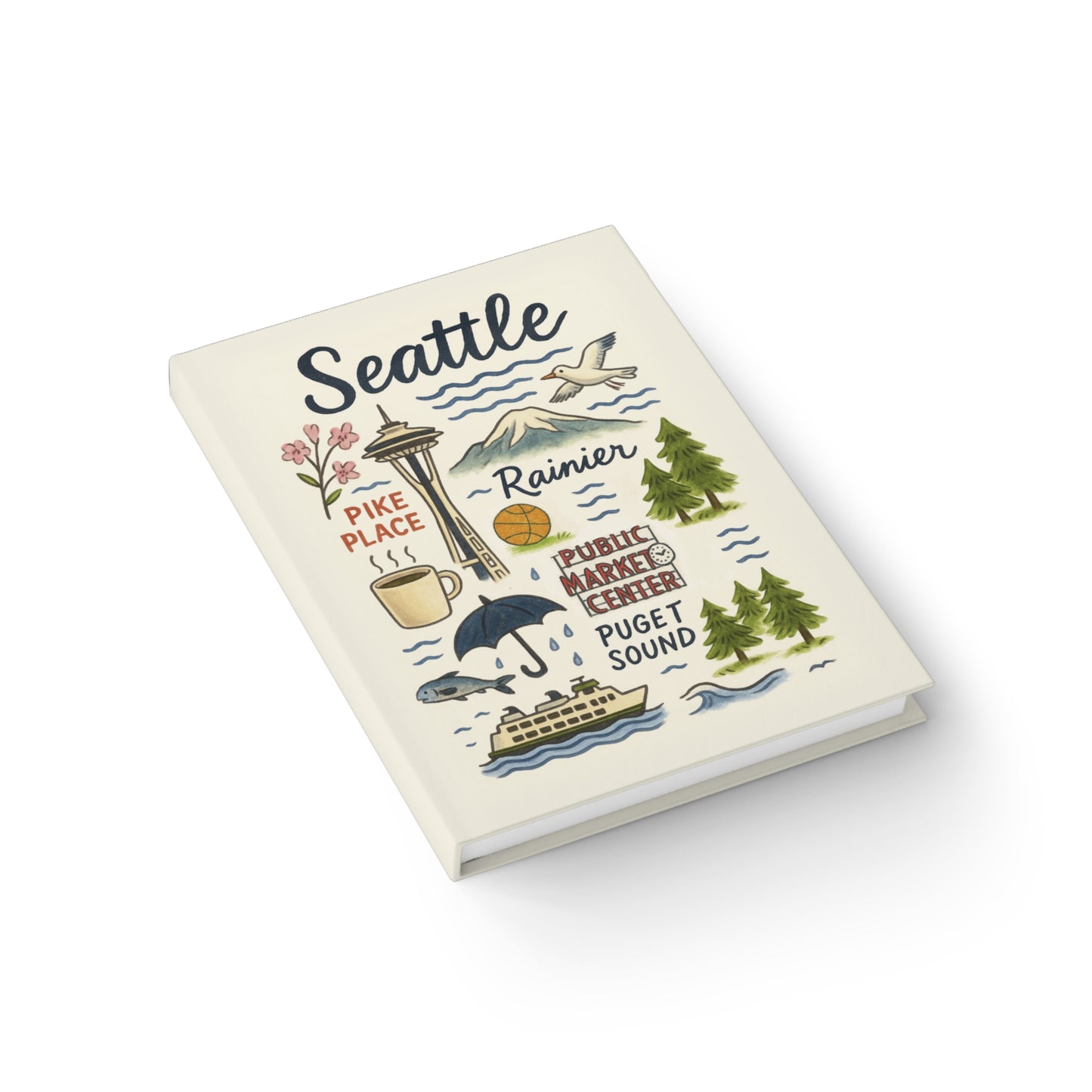 Seattle Art Journal - Fabled Veil City Edition, Travelers Notebook, Dreamers Diary, Iconic City Series, Creamy Textured Cover